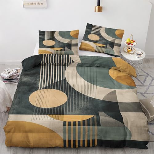 LMMSMGS Bettwäsche 155x220 Abstrakt Bettwäsche-Sets– Weiches Mikrofaser-Set mit Bettbezug 155x220 + 1 Kissenbezüge 80x80 mit Reißverschluss Eckbinder für Mädchen Jungen von LMMSMGS