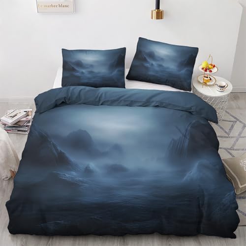 LMMSMGS Bettwäsche 155x220 Berg Bettwäsche-Sets– Weiches Mikrofaser-Set mit Bettbezug 155x220 + 1 Kissenbezüge 80x80 mit Reißverschluss Eckbinder für Mädchen Jungen von LMMSMGS