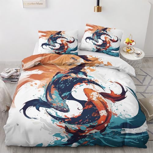 LMMSMGS Bettwäsche 155x220 Goldfisch Bettwäsche-Sets– Weiches Mikrofaser-Set mit Bettbezug 155x220 + 1 Kissenbezüge 80x80 mit Reißverschluss Eckbinder für Mädchen Jungen LMMSMGS Bettwäsche 155x220 Goldfisch Bettwäsche-Sets– Weiches Mikrofaser-Set mit Bettbezug 155x220 + 1 Kissenbezüge 80x80 mit Reißverschluss Eckbinder für Mädchen Jungen von LMMSMGS