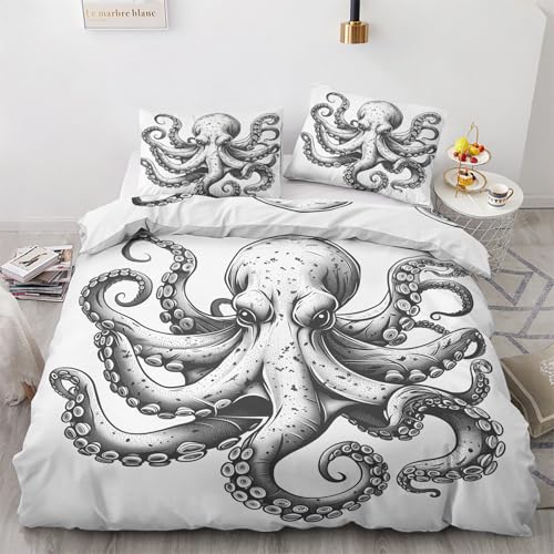 LMMSMGS Bettwäsche 155x220 Oktopus Bettwäsche-Sets– Weiches Mikrofaser-Set mit Bettbezug 155x220 + 1 Kissenbezüge 80x80 mit Reißverschluss Eckbinder für Mädchen Jungen LMMSMGS Bettwäsche 155x220 Oktopus Bettwäsche-Sets– Weiches Mikrofaser-Set mit Bettbezug 155x220 + 1 Kissenbezüge 80x80 mit Reißverschluss Eckbinder für Mädchen Jungen von LMMSMGS