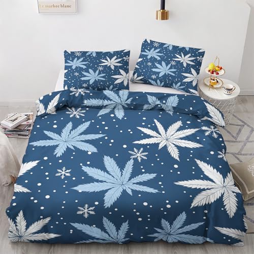 LMMSMGS Bettwäsche 200x200 Ahornblatt Bettwäsche-Sets– Weiches Mikrofaser-Set mit Bettbezug 200x200 + 2 Kissenbezüge 80x80 mit Reißverschluss Eckbinder für Mädchen Jungen von LMMSMGS
