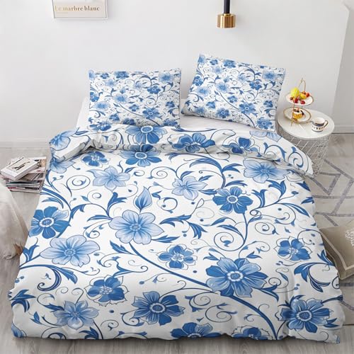 LMMSMGS Bettwäsche 200x200 Blaue Blumen Bettwäsche-Sets– Weiches Mikrofaser-Set mit Bettbezug 200x200 + 2 Kissenbezüge 80x80 mit Reißverschluss Eckbinder für Mädchen Jungen LMMSMGS Bettwäsche 200x200 Blaue Blumen Bettwäsche-Sets– Weiches Mikrofaser-Set mit Bettbezug 200x200 + 2 Kissenbezüge 80x80 mit Reißverschluss Eckbinder für Mädchen Jungen von LMMSMGS
