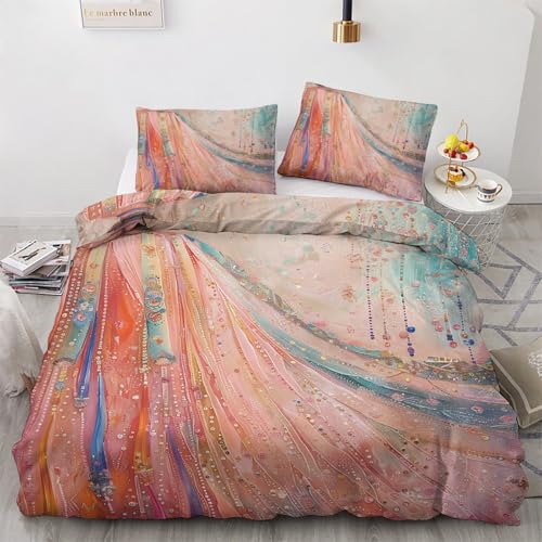 LMMSMGS Bettwäsche 200x200 Bunt Bettwäsche-Sets– Weiches Mikrofaser-Set mit Bettbezug 200x200 + 2 Kissenbezüge 80x80 mit Reißverschluss Eckbinder für Mädchen Jungen von LMMSMGS
