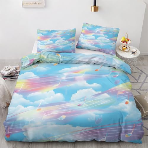 LMMSMGS Bettwäsche 200x200 Bunt Bettwäsche-Sets– Weiches Mikrofaser-Set mit Bettbezug 200x200 + 2 Kissenbezüge 80x80 mit Reißverschluss Eckbinder für Mädchen Jungen von LMMSMGS