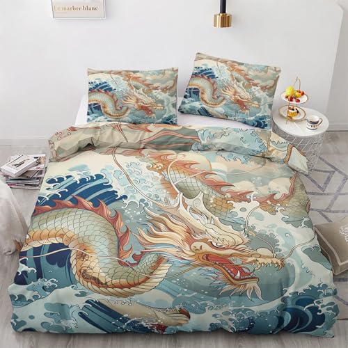 LMMSMGS Bettwäsche 200x220 Asiatischer Drache Bettwäsche-Sets– Weiches Mikrofaser-Set mit Bettbezug 200x220 + 2 Kissenbezüge 80x80 mit Reißverschluss Eckbinder für Mädchen Jungen LMMSMGS Bettwäsche 200x220 Asiatischer Drache Bettwäsche-Sets– Weiches Mikrofaser-Set mit Bettbezug 200x220 + 2 Kissenbezüge 80x80 mit Reißverschluss Eckbinder für Mädchen Jungen von LMMSMGS