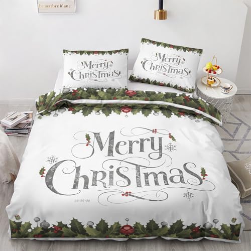 LMMSMGS Bettwäsche 200x220 Weihnachtsmotiv Bettwäsche-Sets– Weiches Mikrofaser-Set mit Bettbezug 200x220 + 2 Kissenbezüge 80x80 mit Reißverschluss Eckbinder für Mädchen Jungen von LMMSMGS
