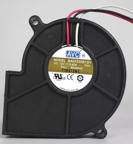 LMNCBVYA AVC 12V 75mm Turbo Blower Cooling Fan - BA07530B12H, 0.42A 3-Wire Fan von LMNCBVYA