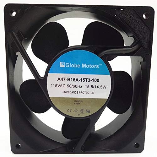 LMNCBVYA Globe Motors A47-B15A-15T3-100 115V 120mm Cooling Fan - 15.5W/14.5W, 2600/2900RPM, 88.2/102CFM Airflow von LMNCBVYA