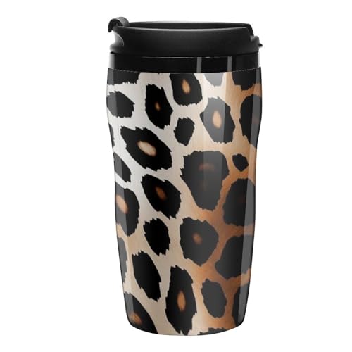 LMNGH Kaffeebecher mit Deckel, auslaufsicher, Leopardenmuster, isolierter Becher, Vakuum-Kaffeebecher für Reisen, Kunststoff, Reisebecher für Kaffee, Tee, Bier von LMNGH