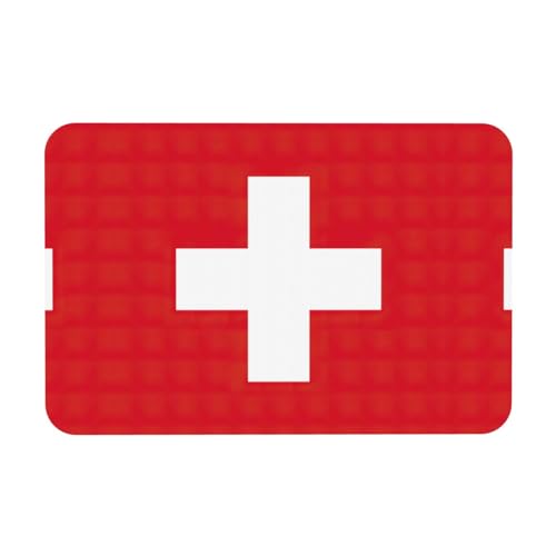 LMNUDS Badematte mit Schweizer Flaggen-Druck, Kieselgur Duschmatte, rutschfeste Badezimmerboden, kompaktes Design, 23,6 x 40 cm von LMNUDS