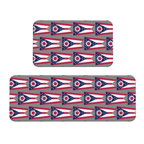 LMNUDS Ohio State Flag 2er Set Küchenmatte rutschfest Küchenteppich Bodenmatte für Küche Boden Büro von LMNUDS
