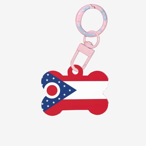 Ohio State Flag Printing 1 Stück Erkennungsmarke, Knochenform, doppelseitig, mit Schlüsselring, Haustierhandwerk für Haustiere von LMNUDS