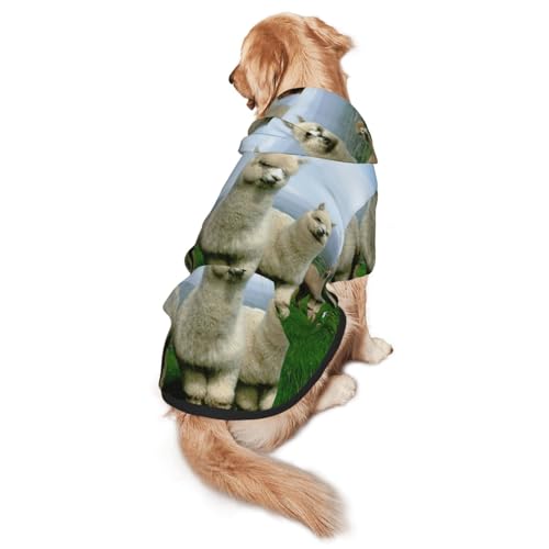 Alpaka-Familien-Aufdruck, Hunde-Kapuzenpullover, Haustier-Sweatshirt, warm, weich und atmungsaktiv, mit Kapuze für mittelgroße bis große Hunde, leicht zu tragen, für Winter und Herbst Alpaka-Familien-Aufdruck, Hunde-Kapuzenpullover, Haustier-Sweatshirt, warm, weich und atmungsaktiv, mit Kapuze für mittelgroße bis große Hunde, leicht zu tragen, für Winter und Herbst von LMNvbz
