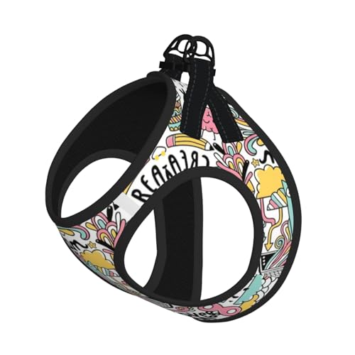 Comic Ar Hundegeschirr, verstellbar, mit Leine, Set für Katzen und Hunde, weich, atmungsaktiv, für Kätzchen, Welpen, Netzweste mit reflektierendem Design, ausbruchsichere Leine für kleine Haustiere von LMNvbz
