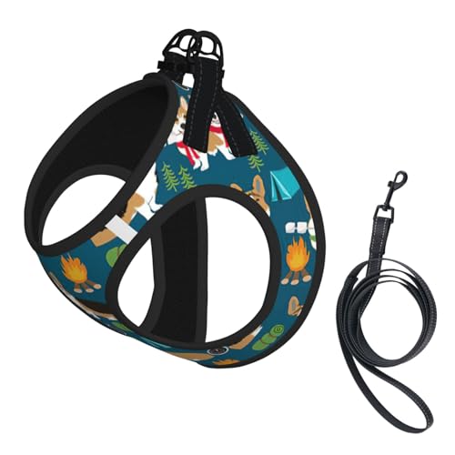 Corgi Hundegeschirr, verstellbar, für Katzen und Hunde, weich, atmungsaktiv, Netzweste mit reflektierendem Design, ausbruchsichere Leine für kleine Haustiere von LMNvbz