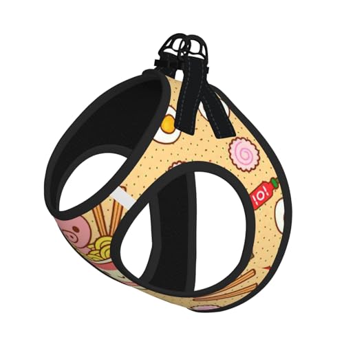 Delicious Hundegeschirr mit süßem Ramen-Druck, verstellbar, für Katzen und Hunde, weich, atmungsaktiv, Netzweste mit reflektierendem Design, ausbruchsichere Leine für kleine Haustiere von LMNvbz