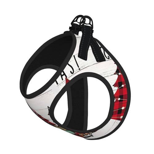 Farmhouse Hundegeschirr mit Weihnachtsdruck, verstellbar, für Katzen und Hunde, weich, atmungsaktiv, Netzweste mit reflektierendem Design, ausbruchsichere Leine für kleine Haustiere von LMNvbz