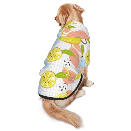 Fruits Hunde-Kapuzenpullover mit Zitronenmuster, warm, weich und atmungsaktiv, mit Kapuze für mittelgroße bis große Hunde, leicht zu tragen, für Winter und Herbst von LMNvbz