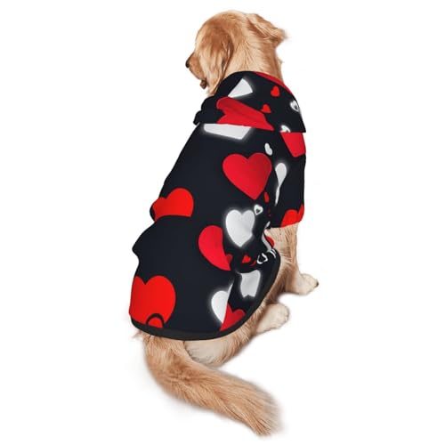 Hunde-Kapuzenpullover mit Aufdruck "Happy Valentine's Day", warm, weich und atmungsaktiv, für mittelgroße bis große Hunde, leicht zu tragen, für Winter und Herbst von LMNvbz