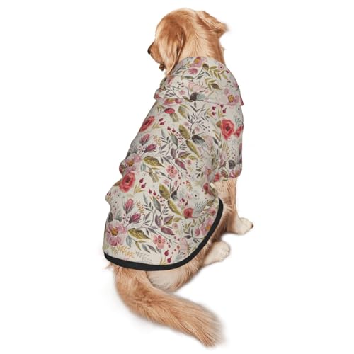 Hunde-Kapuzenpullover mit Blumenblatt-Druck, warm, weich und atmungsaktiv, für mittelgroße bis große Hunde, leicht zu tragen, für Winter und Herbst von LMNvbz