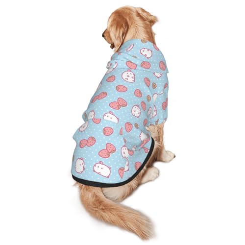 Hunde-Kapuzenpullover mit Cartoon-Figur, Erdbeer-Druck, warm, weich und atmungsaktiv, für mittelgroße bis große Hunde, leicht zu tragen, für Winter und Herbst von LMNvbz