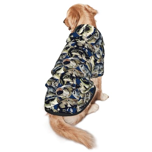 Hunde-Kapuzenpullover mit Fischmuster, warm, weich und atmungsaktiv, für mittelgroße bis große Hunde, leicht zu tragen, für Winter und Herbst von LMNvbz