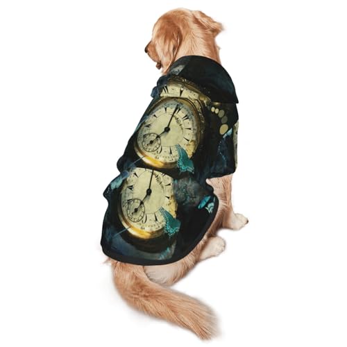 Hunde-Kapuzenpullover mit Uhr-Schmetterlings-Aufdruck, warm, weich und atmungsaktiv, mit Kapuze für mittelgroße bis große Hunde, leicht zu tragen, für Winter und Herbst Hunde-Kapuzenpullover mit Uhr-Schmetterlings-Aufdruck, warm, weich und atmungsaktiv, mit Kapuze für mittelgroße bis große Hunde, leicht zu tragen, für Winter und Herbst von LMNvbz