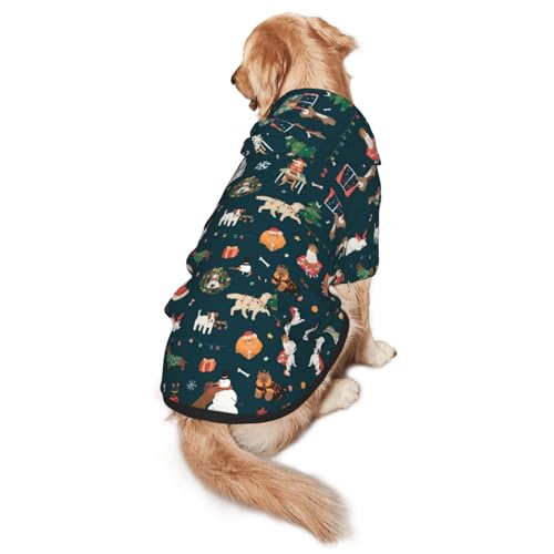 Hunde-Kapuzenpullover mit Weihnachtsmann-Motiv, warm, weich und atmungsaktiv, für mittelgroße bis große Hunde, leicht zu tragen, für Winter und Herbst von LMNvbz