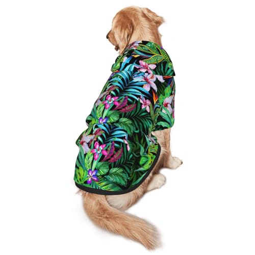 Hunde-Kapuzenpullover mit buntem tropischem Blattmuster, warm, weich und atmungsaktiv, mit Kapuze für mittelgroße bis große Hunde, leicht zu tragen, für Winter und Herbst Hunde-Kapuzenpullover mit buntem tropischem Blattmuster, warm, weich und atmungsaktiv, mit Kapuze für mittelgroße bis große Hunde, leicht zu tragen, für Winter und Herbst von LMNvbz