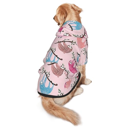 Hunde-Kapuzenpullover mit frechem Faultier-Aufdruck, warm, weich und atmungsaktiv, mit Kapuze für mittelgroße bis große Hunde, leicht zu tragen, für Winter und Herbst von LMNvbz