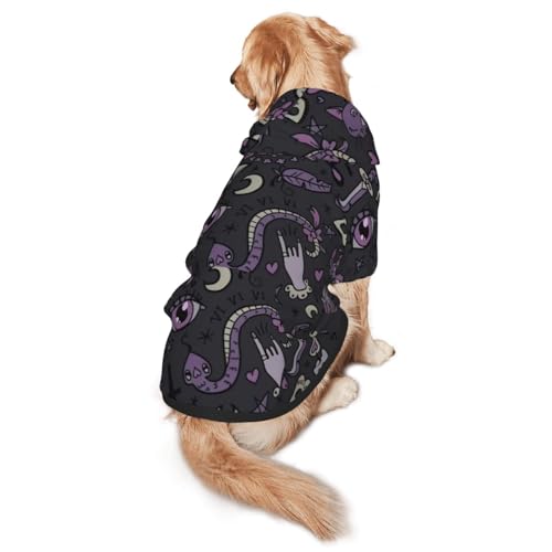 Hunde-Kapuzenpullover mit gruseligem Aufdruck, warm, weich und atmungsaktiv, mit Kapuze für mittelgroße bis große Hunde, leicht zu tragen, für Winter und Herbst, Violett / Schwarz Hunde-Kapuzenpullover mit gruseligem Aufdruck, warm, weich und atmungsaktiv, mit Kapuze für mittelgroße bis große Hunde, leicht zu tragen, für Winter und Herbst, Violett / Schwarz von LMNvbz