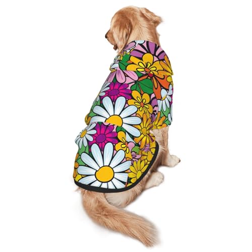Hunde-Kapuzenpullover mit niedlichem Cartoon-Blumendruck, warm, weich und atmungsaktiv, für mittelgroße bis große Hunde, leicht zu tragen, für Winter und Herbst Hunde-Kapuzenpullover mit niedlichem Cartoon-Blumendruck, warm, weich und atmungsaktiv, für mittelgroße bis große Hunde, leicht zu tragen, für Winter und Herbst von LMNvbz