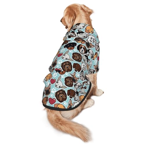Hunde-Kapuzenpullover mit niedlichem Mops-Aufdruck, warm, weich und atmungsaktiv, für mittelgroße bis große Hunde, leicht zu tragen, für Winter und Herbst Hunde-Kapuzenpullover mit niedlichem Mops-Aufdruck, warm, weich und atmungsaktiv, für mittelgroße bis große Hunde, leicht zu tragen, für Winter und Herbst von LMNvbz
