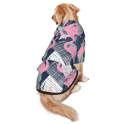 Hunde-Kapuzenpullover mit pinkem Flamingo- und Blätteraufdruck, warm, weich und atmungsaktiv, mit Kapuze für mittelgroße bis große Hunde, leicht zu tragen, für Winter und Herbst Hunde-Kapuzenpullover mit pinkem Flamingo- und Blätteraufdruck, warm, weich und atmungsaktiv, mit Kapuze für mittelgroße bis große Hunde, leicht zu tragen, für Winter und Herbst von LMNvbz