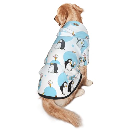 Hunde-Kapuzenpullover mit süßem Pinguin-Aufdruck, warm, weich und atmungsaktiv, für mittelgroße bis große Hunde, leicht zu tragen, für Winter und Herbst von LMNvbz