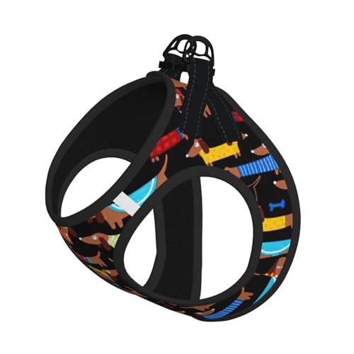 I Love My Dog Hundegeschirr mit Dackel-Aufdruck, verstellbar, für Katzen und Hunde, weich, atmungsaktiv, Netzweste mit reflektierendem Design, ausbruchsichere Leine für kleine Haustiere von LMNvbz