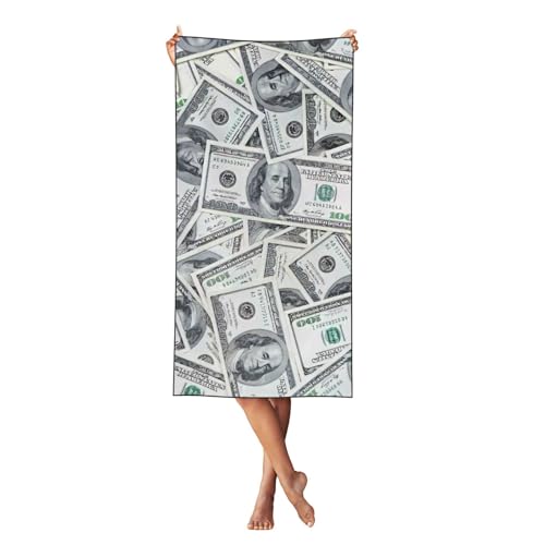 LMNvbz Funny Dollar Money Print Quick Dry Strandtuch, 140 × 70 cm, weiche, saugfähige Handtücher für Pool, Cabana und Urlaub von LMNvbz
