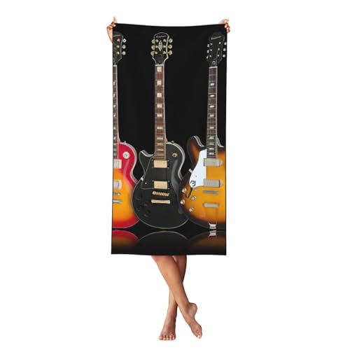 LMNvbz Schnell trocknendes Strandtuch mit E-Gitarren-Druck, 140 x 70 cm, weiche, saugfähige Handtücher für Pool, Cabana und Urlaub LMNvbz Schnell trocknendes Strandtuch mit E-Gitarren-Druck, 140 x 70 cm, weiche, saugfähige Handtücher für Pool, Cabana und Urlaub von LMNvbz