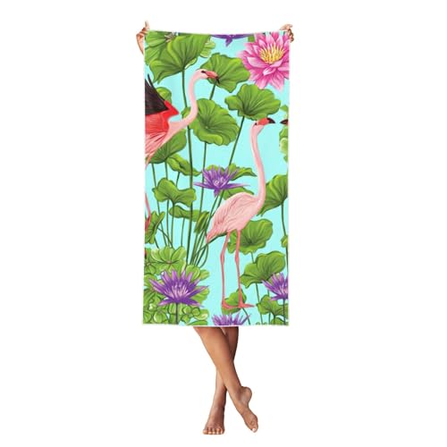 LMNvbz Strandtuch mit Flamingo-Liebe-Blumendruck, schnell trocknend, 140 x 70 cm, weiche, saugfähige Handtücher für Pool, Cabana und Urlaub LMNvbz Strandtuch mit Flamingo-Liebe-Blumendruck, schnell trocknend, 140 x 70 cm, weiche, saugfähige Handtücher für Pool, Cabana und Urlaub von LMNvbz