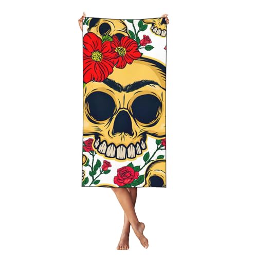 LMNvbz Strandtuch mit Totenkopf- und Blumendruck, schnell trocknend, 140 x 70 cm, weiche, saugfähige Handtücher für Pool, Cabana und Urlaub LMNvbz Strandtuch mit Totenkopf- und Blumendruck, schnell trocknend, 140 x 70 cm, weiche, saugfähige Handtücher für Pool, Cabana und Urlaub von LMNvbz