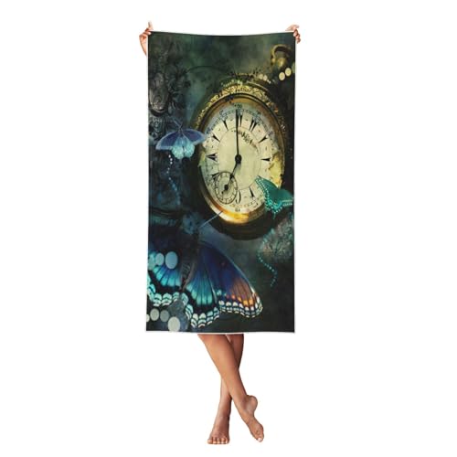 LMNvbz Strandtuch mit Uhr-Schmetterlings-Druck, schnell trocknend, 140 x 70 cm, weich, saugfähig, Handtücher für Pool, Cabana und Urlaub LMNvbz Strandtuch mit Uhr-Schmetterlings-Druck, schnell trocknend, 140 x 70 cm, weich, saugfähig, Handtücher für Pool, Cabana und Urlaub von LMNvbz