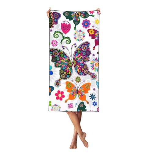 LMNvbz Strandtuch mit bunten Schmetterlingen und Blumen, schnelltrocknend, 140 x 70 cm, weiche, saugfähige Handtücher für Pool, Cabana und Urlaub LMNvbz Strandtuch mit bunten Schmetterlingen und Blumen, schnelltrocknend, 140 x 70 cm, weiche, saugfähige Handtücher für Pool, Cabana und Urlaub von LMNvbz