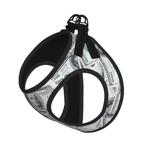 Lustiges Dollar-Gelddruck-Hundegeschirr, verstellbar, für Katzen und Hunde, weich, atmungsaktiv, Kätzchen-Welpen-Netzweste mit reflektierendem Design, ausbruchsichere Leine für kleine Haustiere von LMNvbz