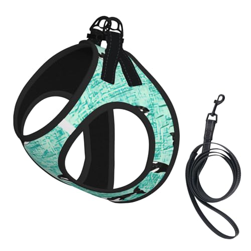 Pacific Ocean Hundegeschirr, biologischer Druck, verstellbar, für Katzen und Hunde, weich, atmungsaktiv, Netzweste mit reflektierendem Design, ausbruchsichere Leine für kleine Haustiere von LMNvbz