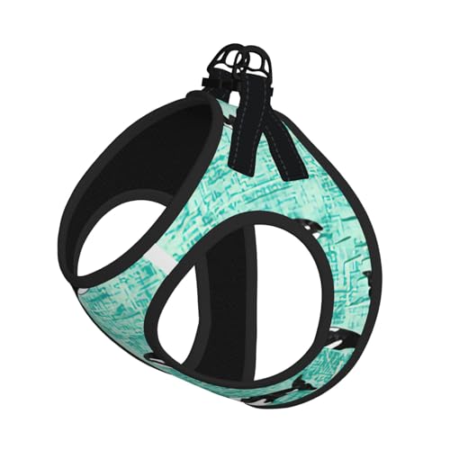 Pacific Ocean Hundegeschirr, biologischer Druck, verstellbar, für Katzen und Hunde, weich, atmungsaktiv, Netzweste mit reflektierendem Design, ausbruchsichere Leine für kleine Haustiere von LMNvbz