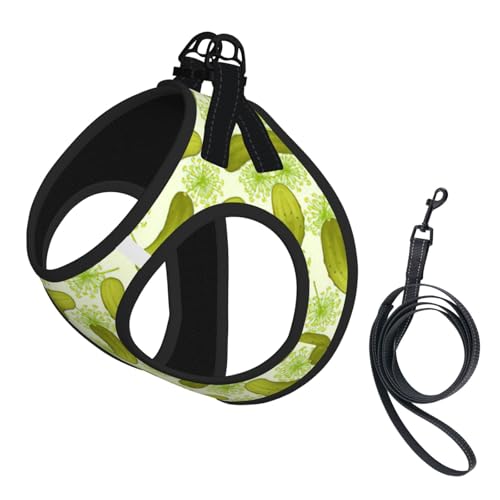 Sushi Dill Pickles Hundegeschirr, verstellbar, für Katzen und Hunde, weich, atmungsaktiv, für Kätzchen, Welpen, Netzweste mit reflektierendem Design, ausbruchsichere Leine für kleine Haustiere von LMNvbz