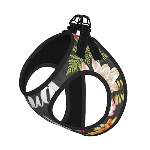 Thug Life Hundegeschirr mit Blumendruck, verstellbar, für Katzen und Hunde, weich, atmungsaktiv, Netzweste mit reflektierendem Design, ausbruchsichere Leine für kleine Haustiere von LMNvbz