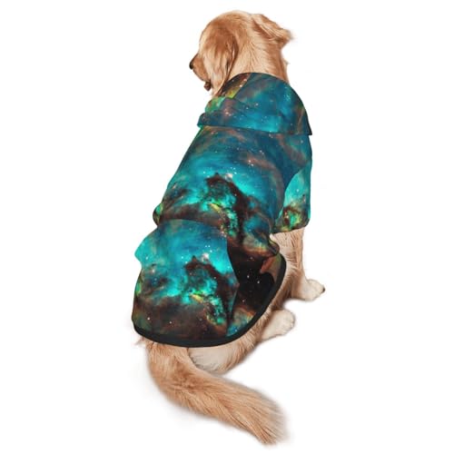 Universe Galaxy Weltraum-Print Hunde-Kapuzenpullover, Haustier-Sweatshirt, warm, weich und atmungsaktiv, mit Kapuze für mittelgroße bis große Hunde, leicht zu tragen, für Winter und Herbst von LMNvbz