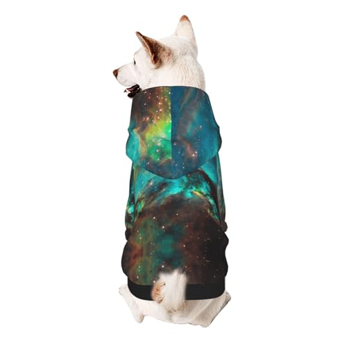Universe Galaxy Weltraum-Print Hunde-Kapuzenpullover für kleine Hunde, warm, weich und atmungsaktiv, Haustierkleidung, leicht zu tragen, für Winter und Herbst, warm von LMNvbz
