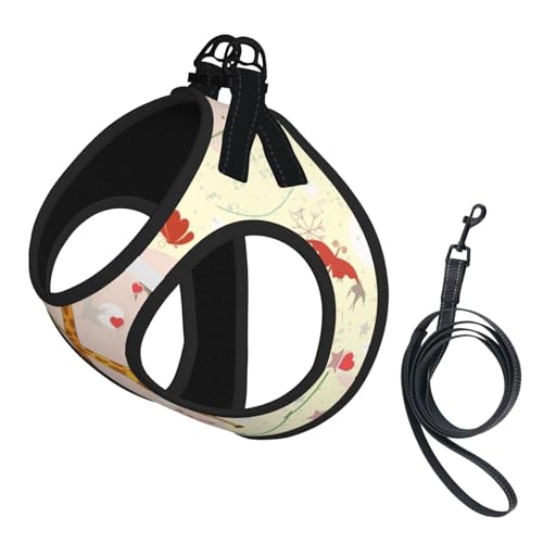 Verstellbares Geschirr-Set für Katzen und Hunde, Giraffen-Herz-, Blumen- und Schmetterlings-Druck, weich, atmungsaktiv, Kätzchen-Welpen-Netzweste mit reflektierendem Design, ausbruchsichere Leine für von LMNvbz